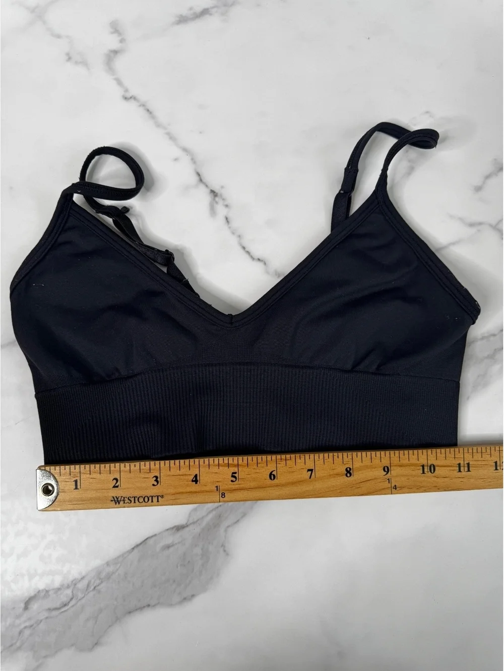 Lululemon Womens Size 6 Black Longline Sports Bra Adjustable Straps Logo